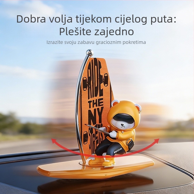 Auto ukrasna figura — medvjed surfer s pokretom, difuzor mirisa