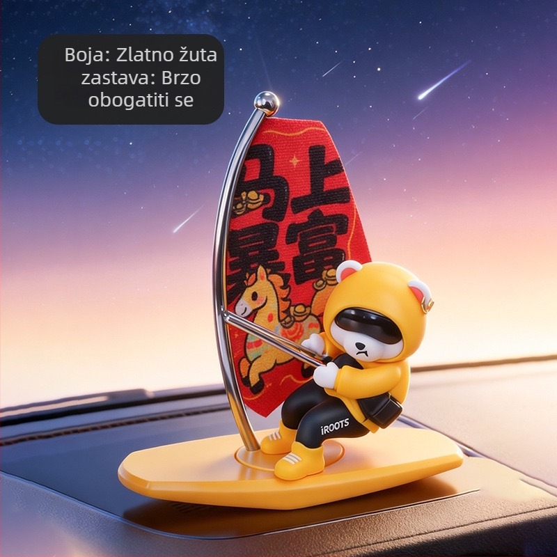 Auto ukrasna figura — medvjed surfer s pokretom, difuzor mirisa
