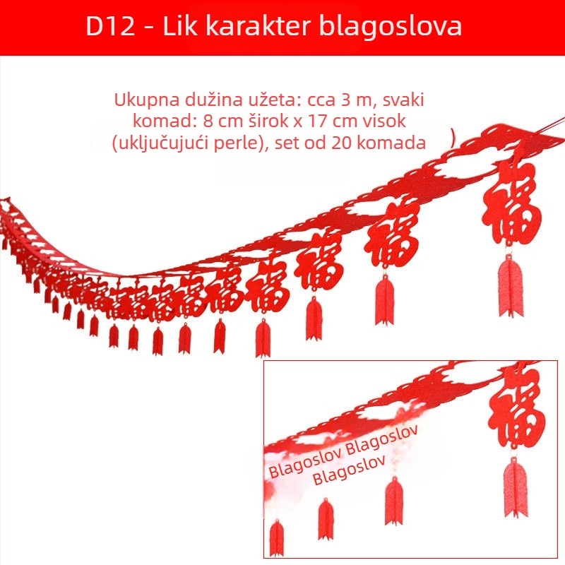 Dekoracije za Novu godinu 2026: konjski znak — girlande, fenjeri i viseći ukrasi za kućnu dekoraciju — Dense apricot, materijal flanel, uzorak zodijak znak, kategorija: rekviziti za raspored stranice