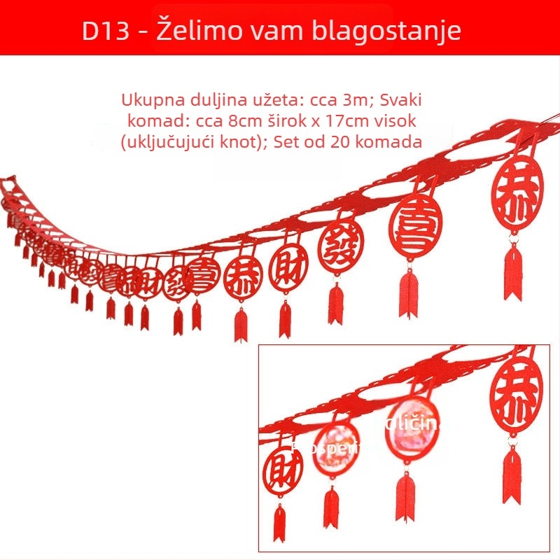 Dekoracije za Novu godinu 2026: konjski znak — girlande, fenjeri i viseći ukrasi za kućnu dekoraciju — Dense apricot, materijal flanel, uzorak zodijak znak, kategorija: rekviziti za raspored stranice