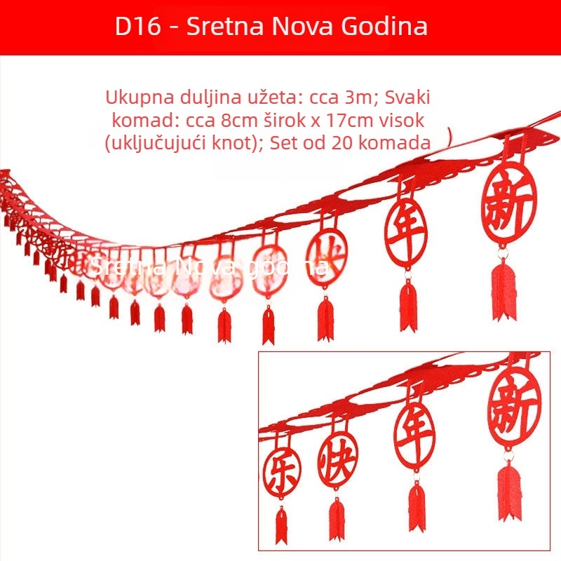 Dekoracije za Novu godinu 2026: konjski znak — girlande, fenjeri i viseći ukrasi za kućnu dekoraciju — Dense apricot, materijal flanel, uzorak zodijak znak, kategorija: rekviziti za raspored stranice