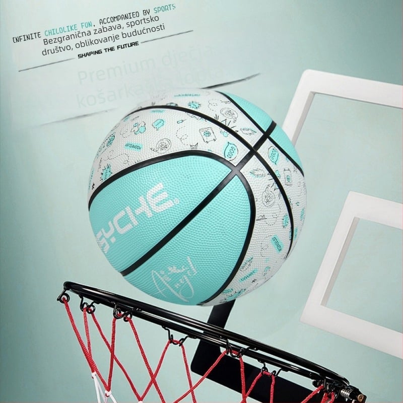 PSYCHE Graffiti serija No.5 juniorska gumena košarkaška lopta za unutarnju i vanjsku upotrebu — protuklizna, otporna na habanje