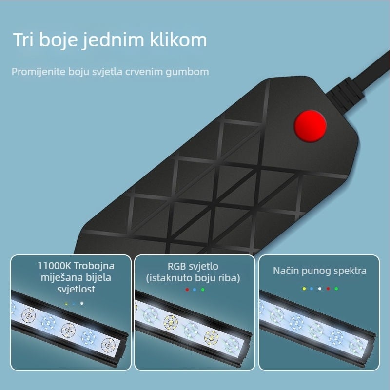 Akvarijsko osvjetljenje – puni spektar, 15W, aluminijska legura, upravljanje mobitelom, 1 kg