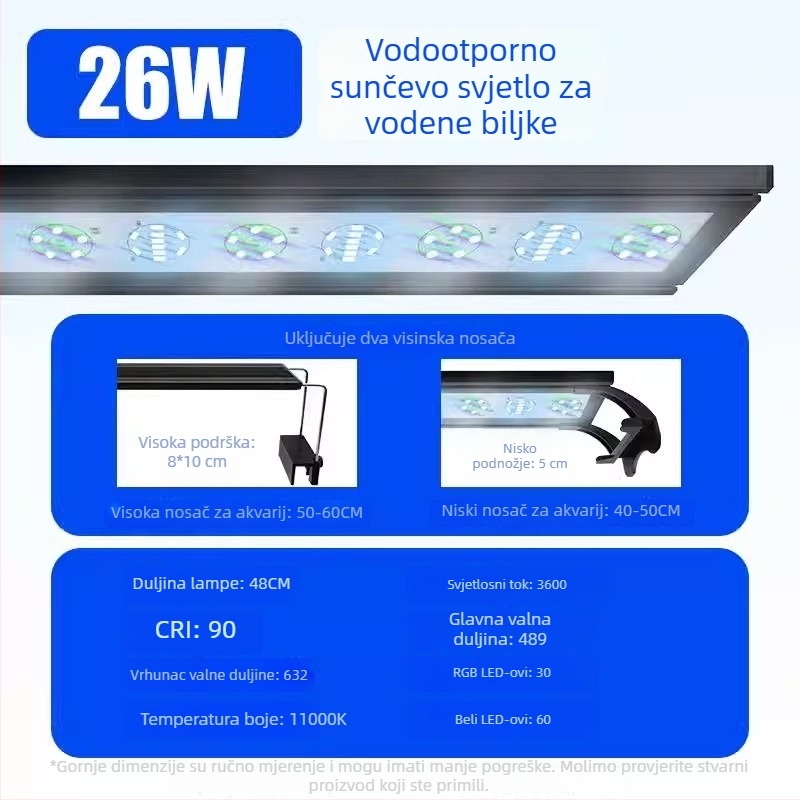 Akvarijsko osvjetljenje – puni spektar, 15W, aluminijska legura, upravljanje mobitelom, 1 kg