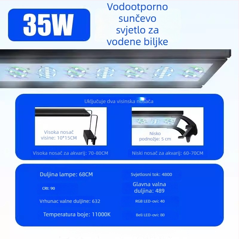 Akvarijsko osvjetljenje – puni spektar, 15W, aluminijska legura, upravljanje mobitelom, 1 kg