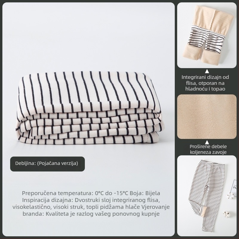 Dječje flis hlače s srednjim strukom, prugaste, jesen-zima, uzrast 3-8 godina, glavni materijal: polyester