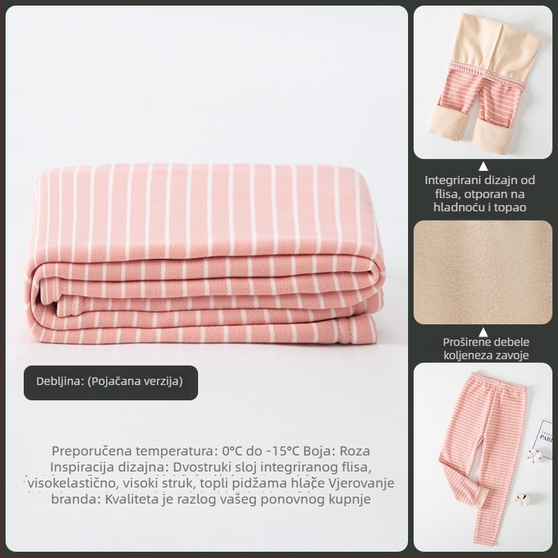 Dječje flis hlače s srednjim strukom, prugaste, jesen-zima, uzrast 3-8 godina, glavni materijal: polyester