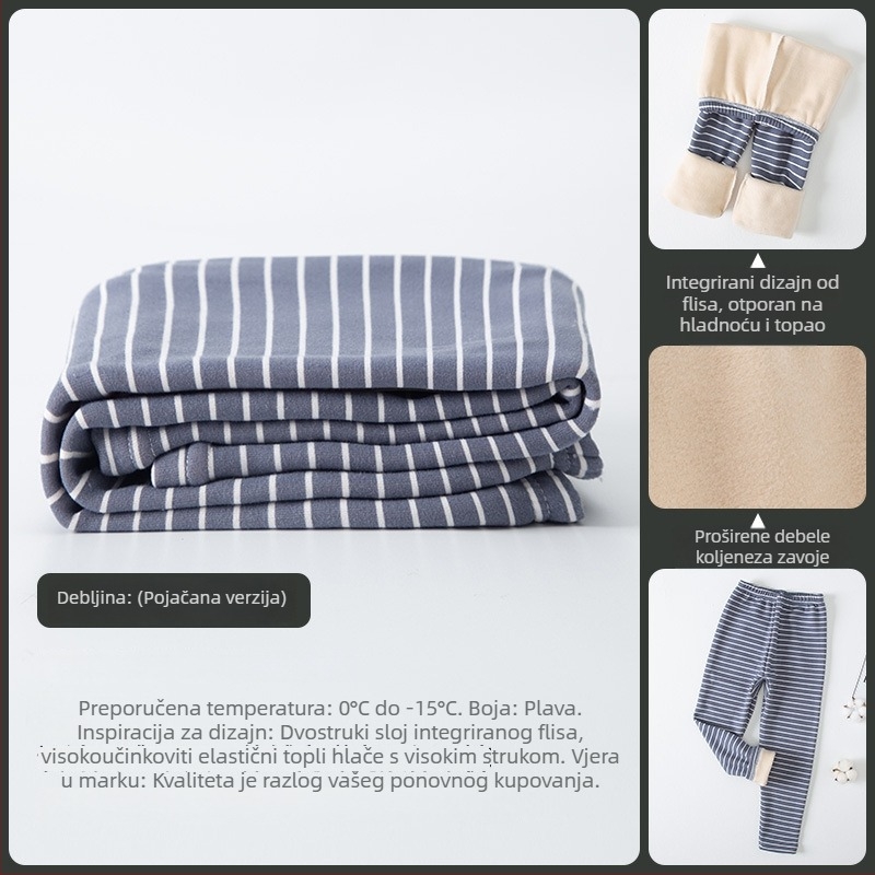 Dječje flis hlače s srednjim strukom, prugaste, jesen-zima, uzrast 3-8 godina, glavni materijal: polyester