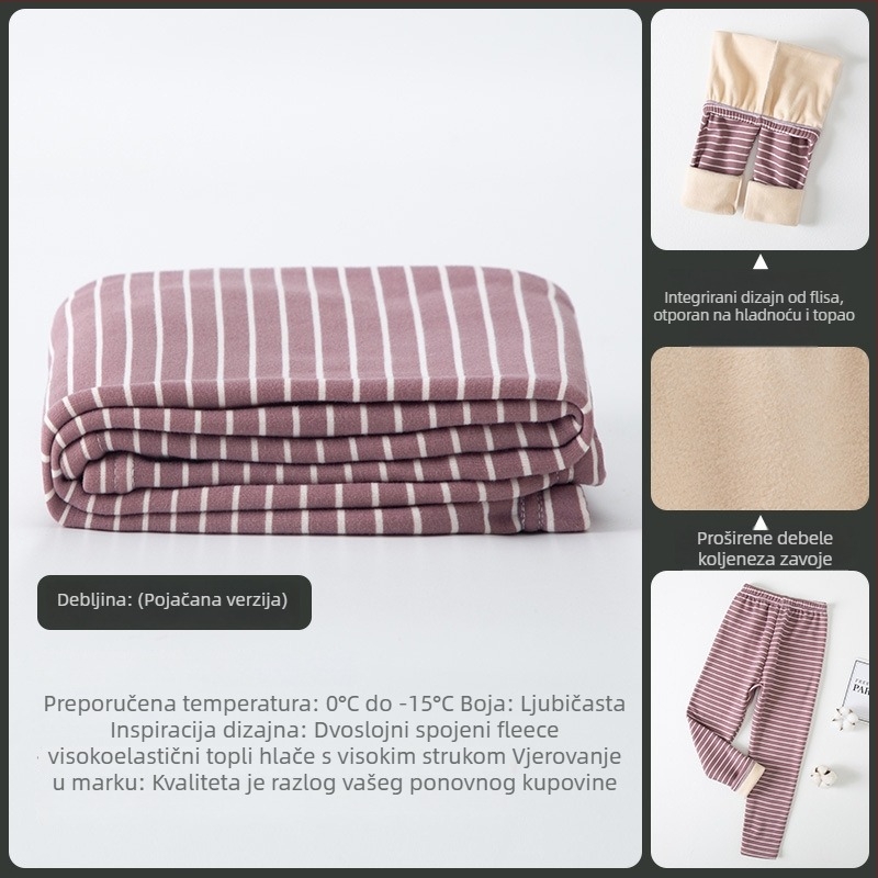 Dječje flis hlače s srednjim strukom, prugaste, jesen-zima, uzrast 3-8 godina, glavni materijal: polyester