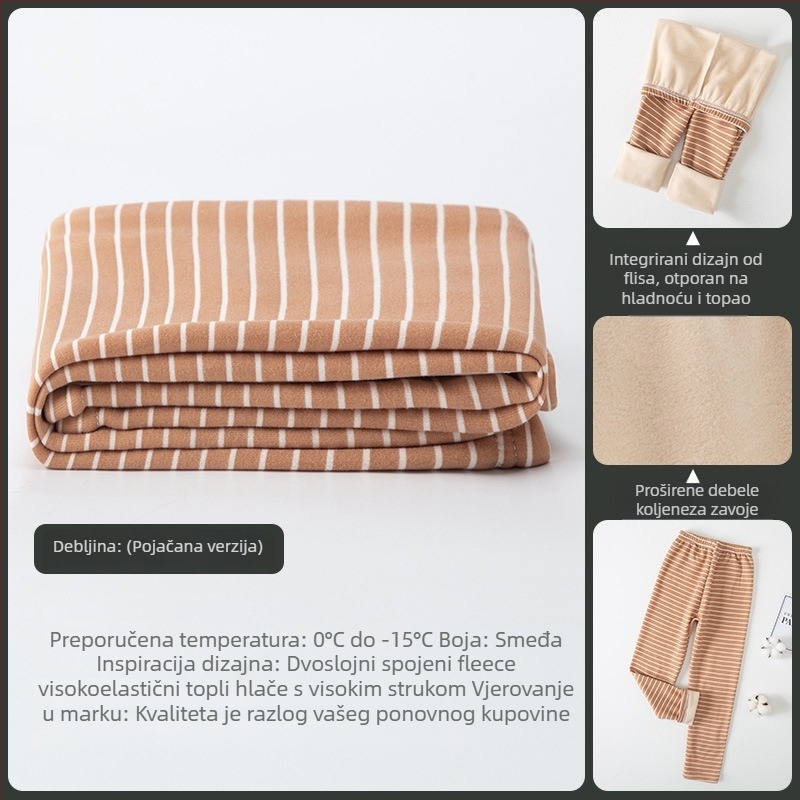 Dječje flis hlače s srednjim strukom, prugaste, jesen-zima, uzrast 3-8 godina, glavni materijal: polyester