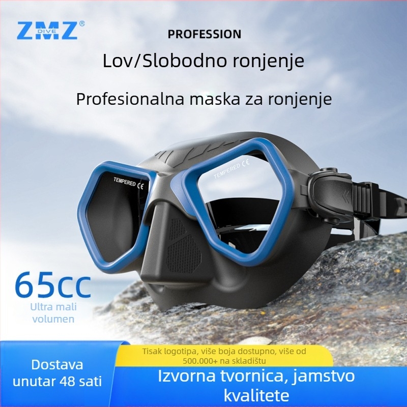 ZMZDIVE maska za slobodno ronjenje, veliki okvir, silikon, anti-zamućivanje, HD jasnoća, za odrasle