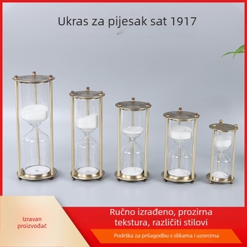 Metalna staklena pijesna sat s tri stupca – ručna izrada, retro dizajn, kućna dekoracija, borosilikatno staklo