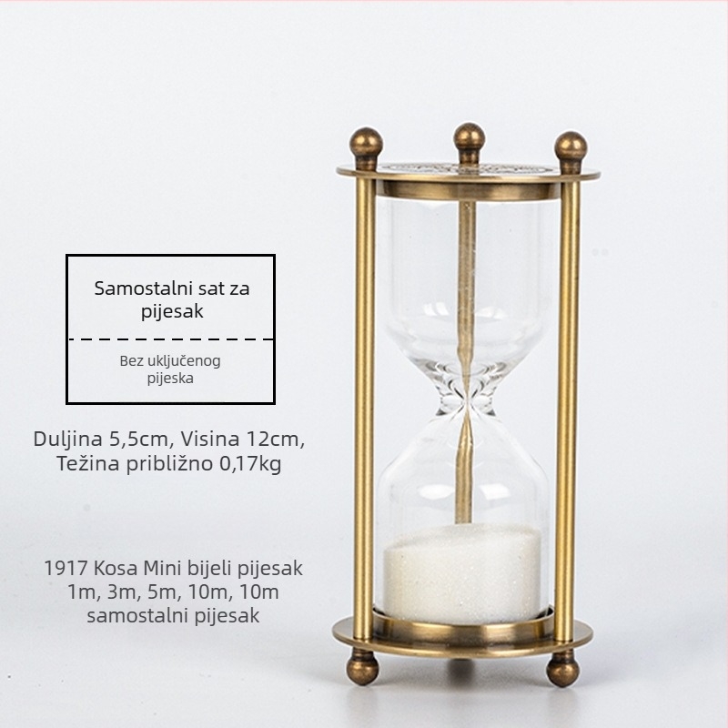 Metalna staklena pijesna sat s tri stupca – ručna izrada, retro dizajn, kućna dekoracija, borosilikatno staklo