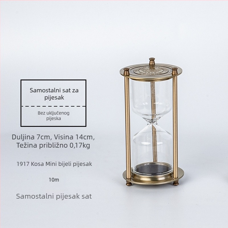 Metalna staklena pijesna sat s tri stupca – ručna izrada, retro dizajn, kućna dekoracija, borosilikatno staklo