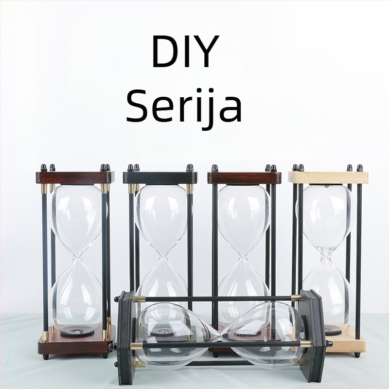 Sat s pijeskom od stakla s mogućnošću samostalnog punjenja pijeskom, drveno DIY graviranje, viseća dekoracija