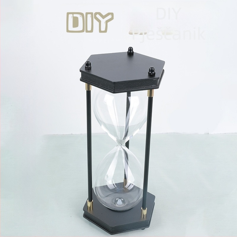 Sat s pijeskom od stakla s mogućnošću samostalnog punjenja pijeskom, drveno DIY graviranje, viseća dekoracija