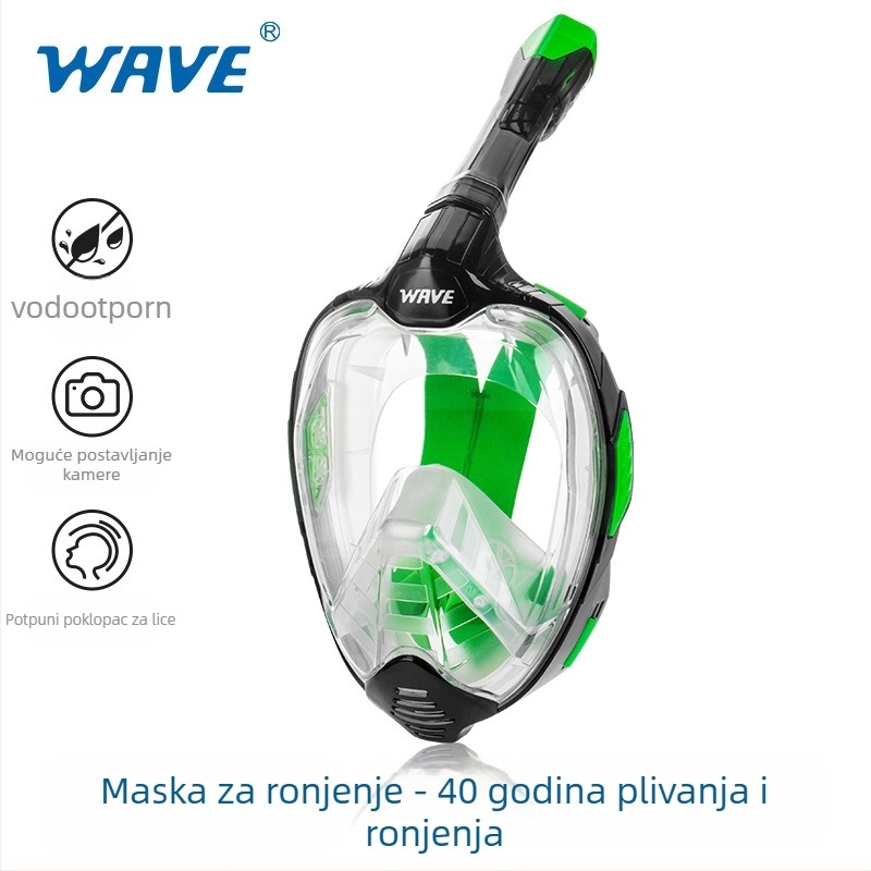 Wave maska za ronjenje i suhi snorkelj set – za slobodno ronjenje, veliki okvir, anti-fog, silikon, podrijetlo Guangzhou, WAVE/OEM, druga kategorija, po narudžbi
