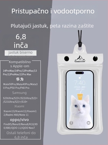 Vodootporna torbica za telefon za vodne sportove, prozirna PVC futrola s dodirnim zaslonom, zatvorena za suho-mokro odvajanje