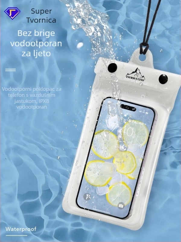Vodootporna torbica za telefon za vodne sportove, prozirna PVC futrola s dodirnim zaslonom, zatvorena za suho-mokro odvajanje