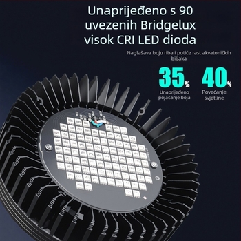 LED svjetlo za akvarij s potpuno spektralnim RGB, za kontrolu algi, 35–80W, pogodno za zlatne ribice i vodene biljke