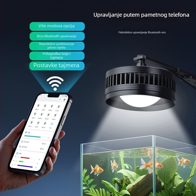 LED svjetlo za akvarij s potpuno spektralnim RGB, za kontrolu algi, 35–80W, pogodno za zlatne ribice i vodene biljke