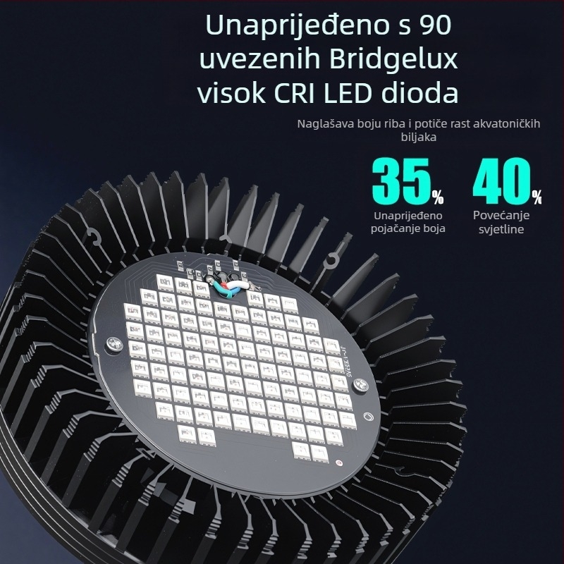 LED svjetlo za akvarij s potpuno spektralnim RGB, za kontrolu algi, 35–80W, pogodno za zlatne ribice i vodene biljke
