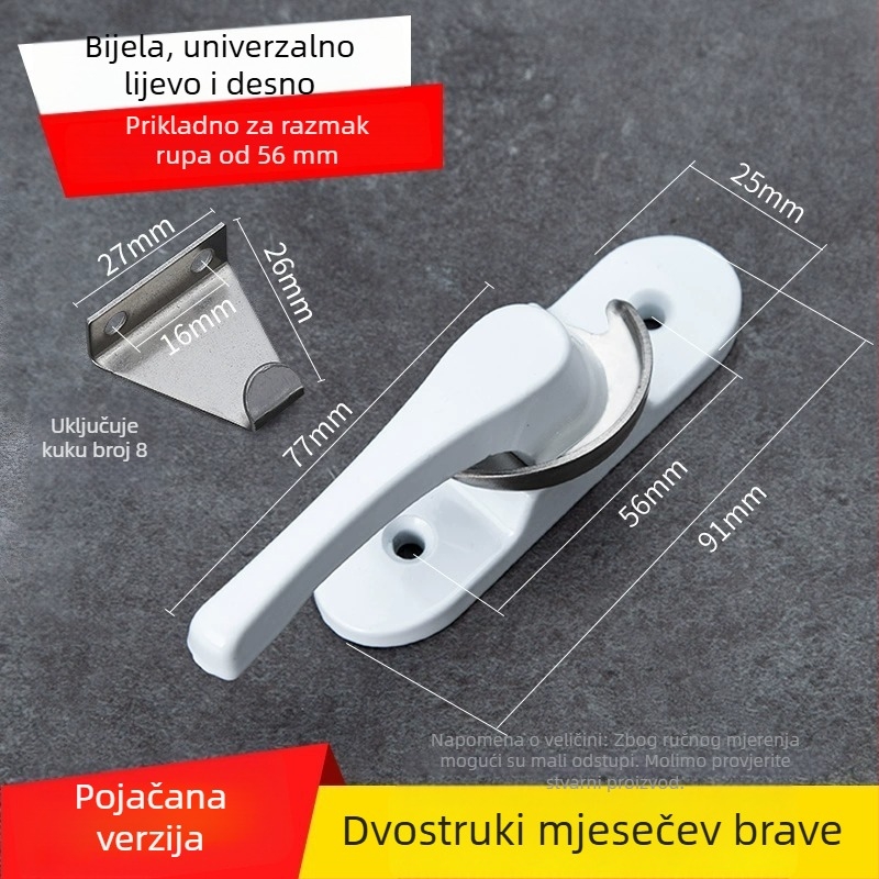 Polumjesečna brava za prozor - nehrđajući čelik, model YYSgz, brend Shouli, moderni minimalistički stil