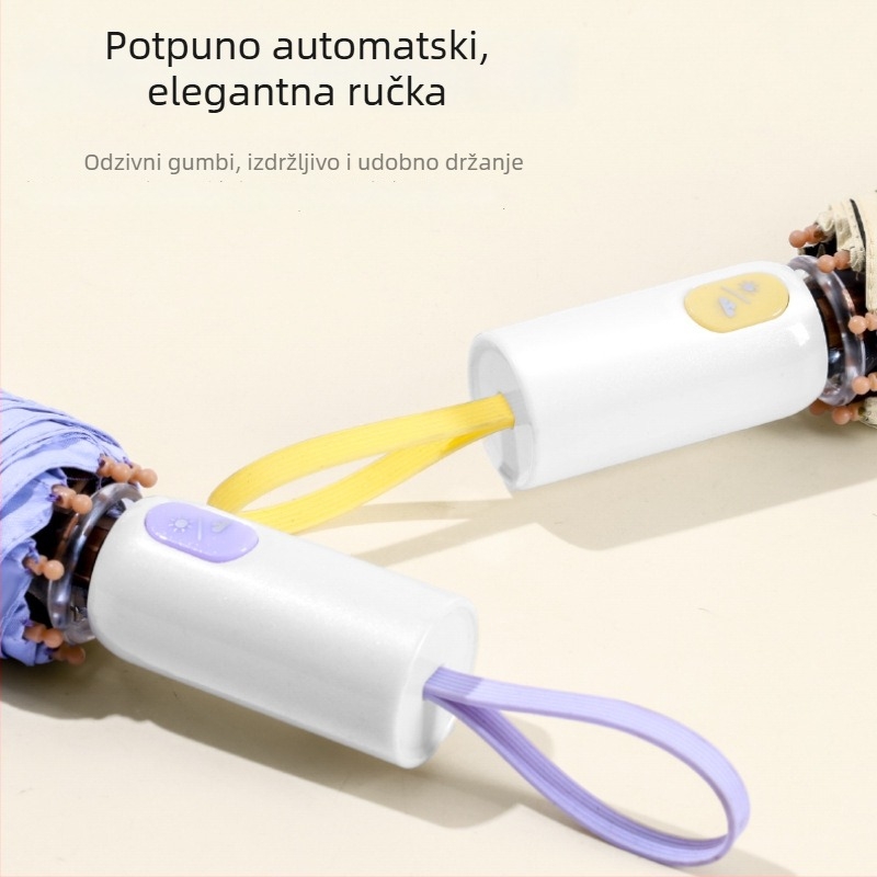 Automatski sklopivi kišobran za sunčane i kišne dane, s crnim UV-blokirajućim premazom i toplinskom izolacijom, idealan za fotografiju i zaštitu od sunca