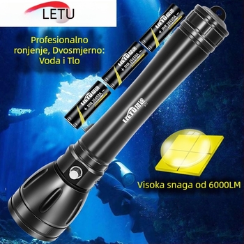 Potapljačka svjetiljka – kućište od aluminijske legure, LED izvor svjetla, baterija 7200 mAh, domet do 500 m, višefunkcionalna