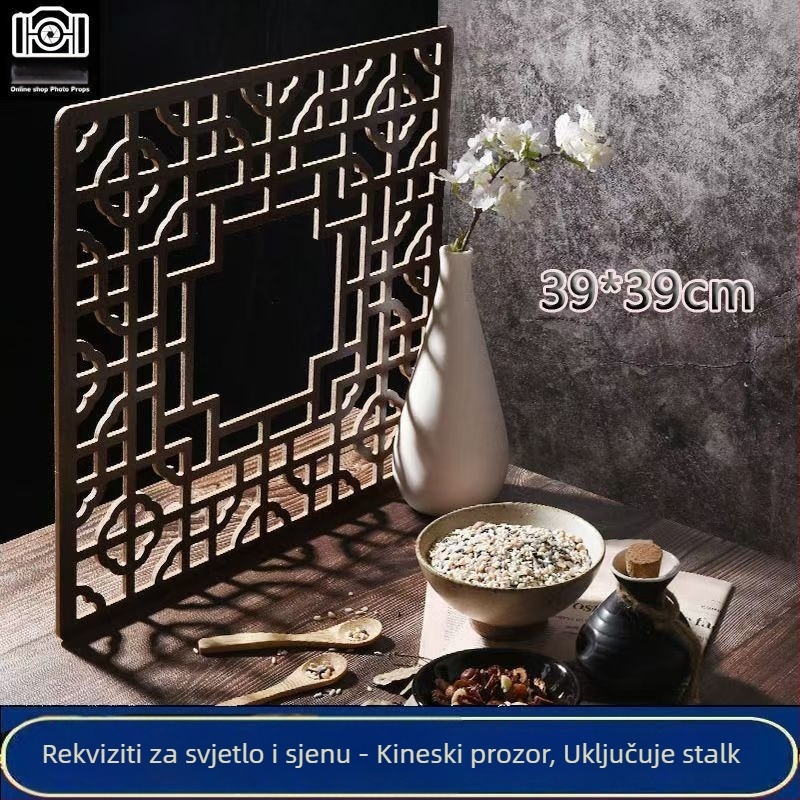 Fotoprop u kineskom stilu: šuplje prozorske ukrase i pozadne ploče za snimanje (mogu se pričvrstiti čavlima)