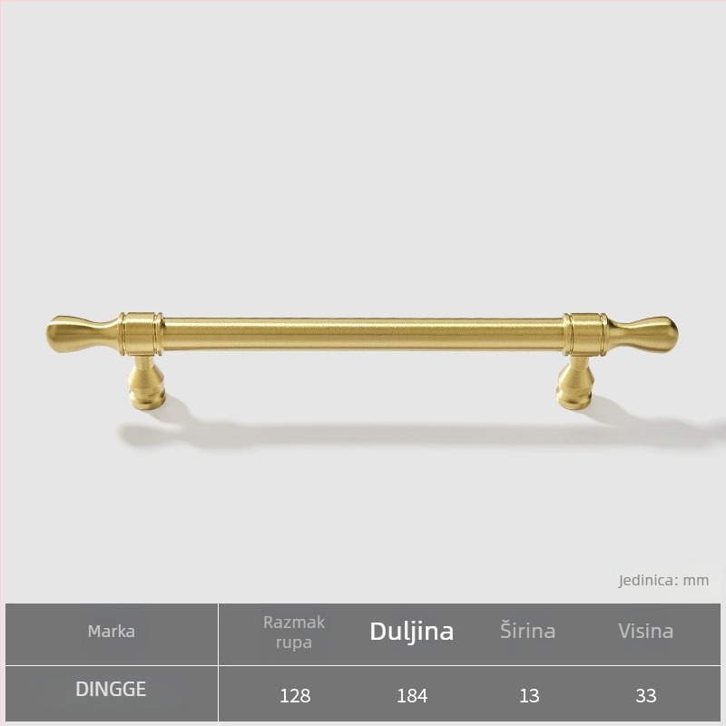 Drška za vrata ormarića, Dingge model 6071, mesing, lijevano presovanje, moderni minimalistički stil