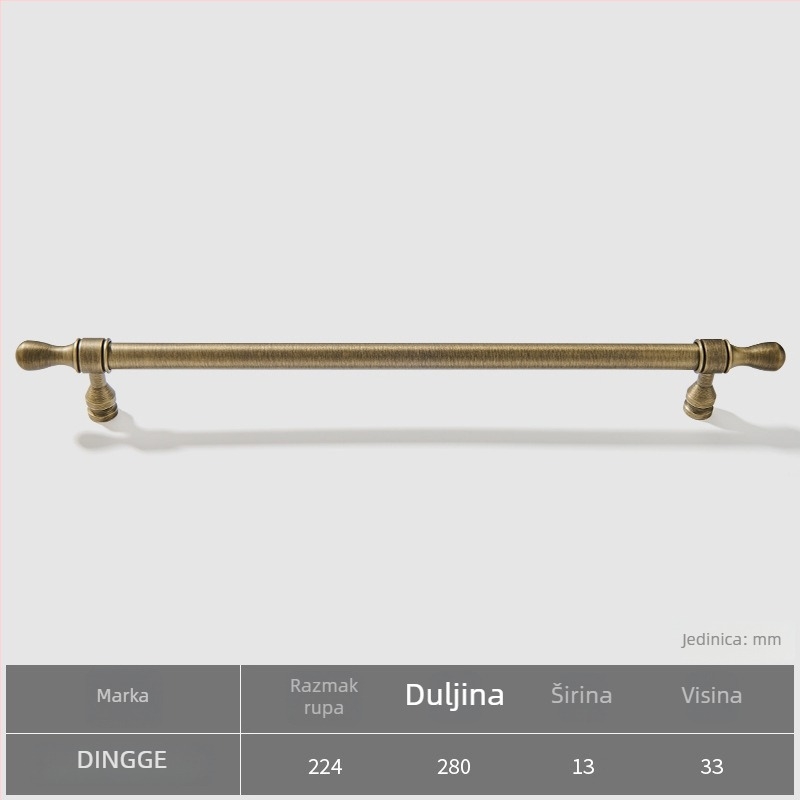 Drška za vrata ormarića, Dingge model 6071, mesing, lijevano presovanje, moderni minimalistički stil