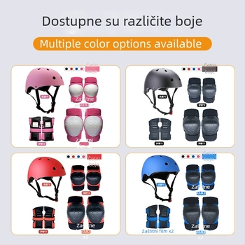 Dječji set zaštite s kacigom — prilagodljiv dizajn, tiskano logo; ABS ljuska + zaštitni elementi; za djecu; 7-dijelni set