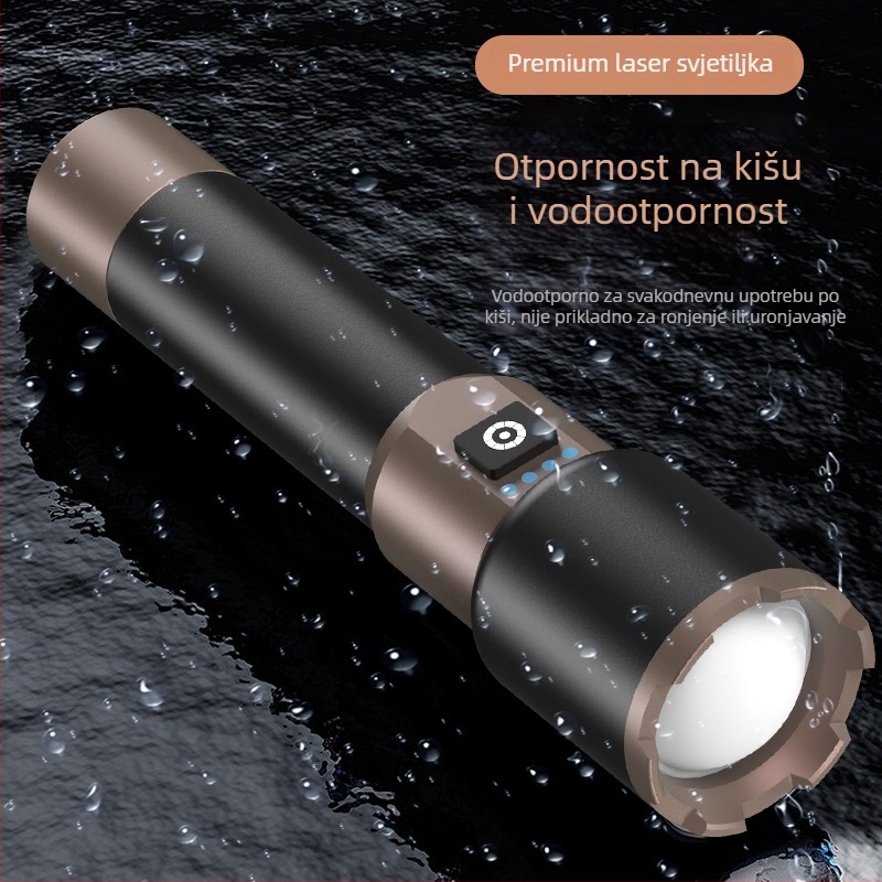 LED baterijska svjetiljka s funkcijom Power Bank, tijelo od aluminijske legure, 4000mAh, 15W, domet 200–500m, 360° rotacija, ručni generator, prenosno vanjsko osvjetljenje