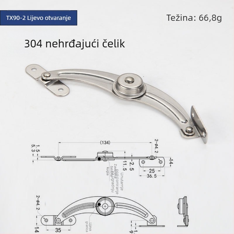 Ograničivač vrata ormara, model Tx90-2, nehrđajući čelik, marka Gurui, moderni minimalistički stil