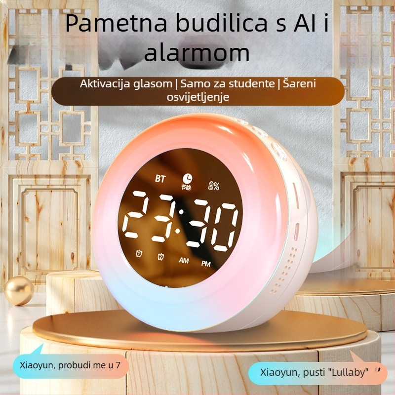 Alarmni sat s LED brojčanim prikazom, elektronički pokret Seiko, baterijsko napajanje, svjetleći u tami, noćni stolni sat