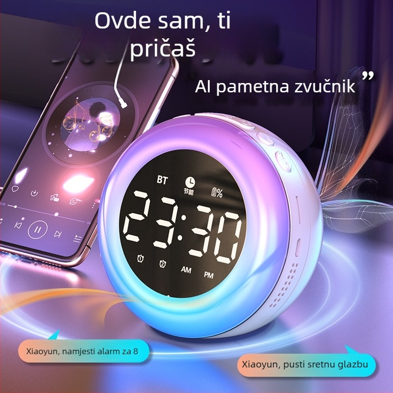 Alarmni sat s LED brojčanim prikazom, elektronički pokret Seiko, baterijsko napajanje, svjetleći u tami, noćni stolni sat