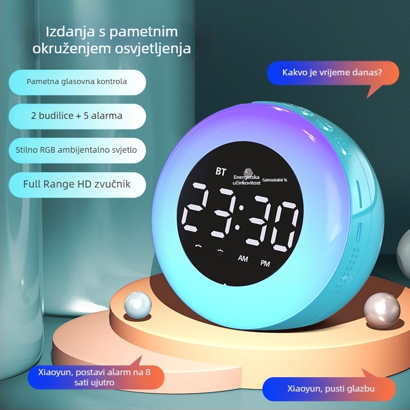 Alarmni sat s LED brojčanim prikazom, elektronički pokret Seiko, baterijsko napajanje, svjetleći u tami, noćni stolni sat