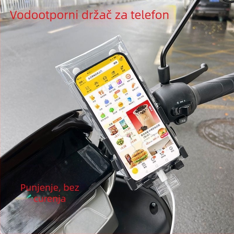 Prozirna vodootporna futrola za telefon namijenjena dostavljačima hrane, s mogućnošću punjenja i osjetljivim dodirnim zaslonom tijekom vožnje biciklom