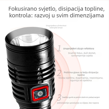 G40 punjiva ručna svjetiljka za vanjsku i kućnu upotrebu, dug domet, dugo trajanje, prijenosna, fiksni fokus