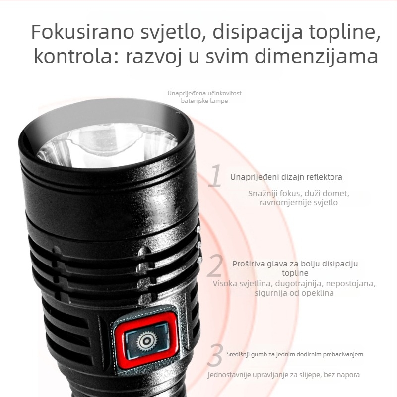 G40 punjiva ručna svjetiljka za vanjsku i kućnu upotrebu, dug domet, dugo trajanje, prijenosna, fiksni fokus