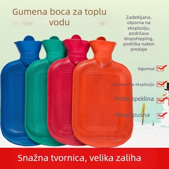 Zimska gumena boca za vruću vodu, grijač za ruke, sigurna, protiv opekotina, nostalgičan dizajn