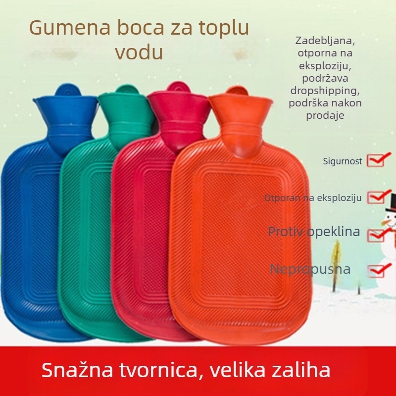Zimska gumena boca za vruću vodu, grijač za ruke, sigurna, protiv opekotina, nostalgičan dizajn