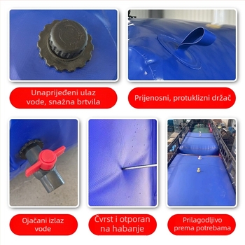 Mekana vodena vreća za vozilo; otporna na tlak i habanje; PVC mrežasti materijal; sklopni dizajn; namijenjeno za navodnjavanje, prijevoz vozila i zaštitu od suše