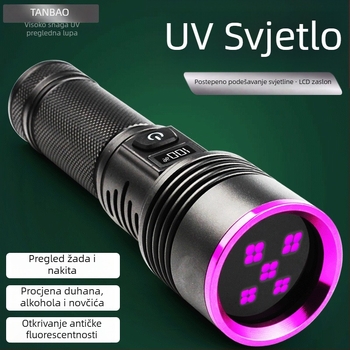 UV identifikacijska svjetiljka visokog kapaciteta s 365 nm za antifalsifikaciju porcelana, aluminijsko kućište, baterija 7000 mAh, domet 50–100 m