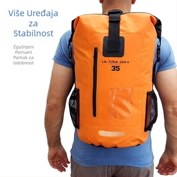 Vanjski vodootporni ruksak za planinarenje i kampiranje, PVC materijal, vodootporna tkanina, kapacitet 35L, unisex za odrasle