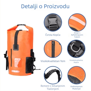 Vanjski vodootporni ruksak za planinarenje i kampiranje, PVC materijal, vodootporna tkanina, kapacitet 35L, unisex za odrasle