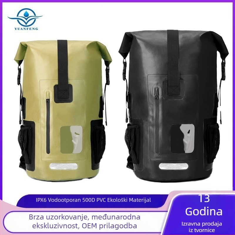 Vanjski vodootporni ruksak za planinarenje i kampiranje, PVC materijal, vodootporna tkanina, kapacitet 35L, unisex za odrasle