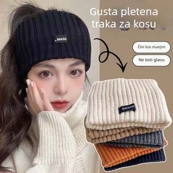 Pletena traka za glavu - unisex, vunena, karirani uzorak, Epiphyllum, Zima 2024