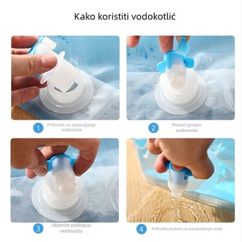 Sklopiva prijenosna vodena vrećica za kampiranje, PE plastika, velik kapacitet, s slavinom